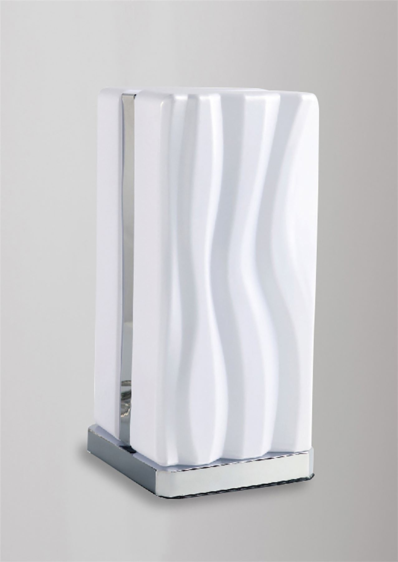 Mantra M5046 Arena Table Lamp 8W LED White IP20 3000K, 1080lm, Polished Chrome/White Acrylic, 3yrs Warranty