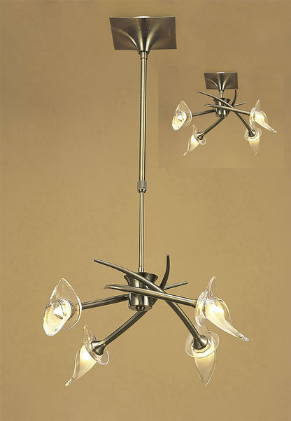 Mantra Flavia 54cm Telescopic Pendant Convertible To Semi Flush Round 4 Light G9, Antique Brass