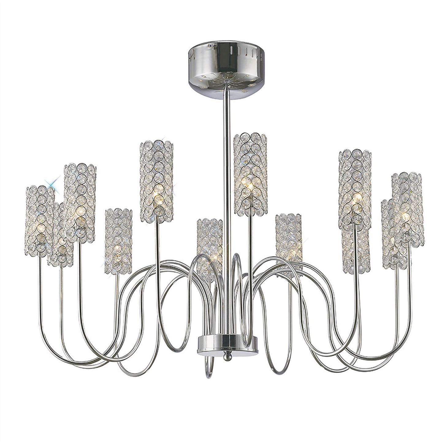 Diyas Martina 78cm  12 Light G4 Polished Chrome/Crystal, NOT LED/CFL Compatible Ceiling Pendant Light Fitting