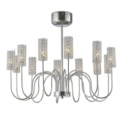 Diyas Martina 78cm  12 Light G4 Polished Chrome/Crystal, NOT LED/CFL Compatible Ceiling Pendant Light Fitting