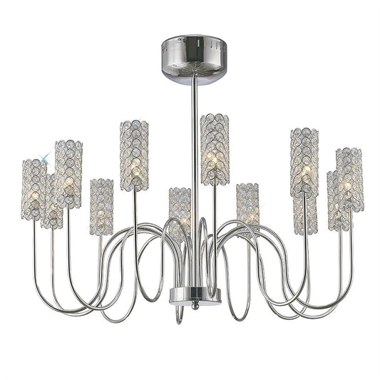 Diyas Martina 78cm  12 Light G4 Polished Chrome/Crystal, NOT LED/CFL Compatible Ceiling Pendant Light Fitting