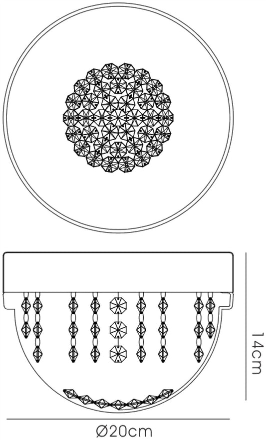 Diyas Harper 20cm Small Flush  6W 500lm LED 4000K Polished Chrome/Crystal, 3yrs Warranty Crystal Ceiling Light Fitting