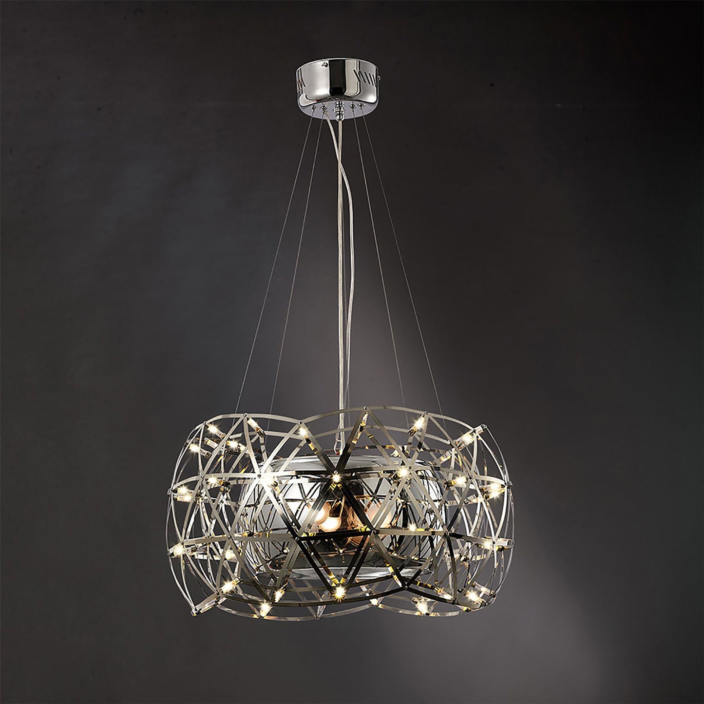 Diyas Atria 65cm  3 Light E27 with LEDs and Remote Control Stainless Steel Ceiling Pendant Light Fitting