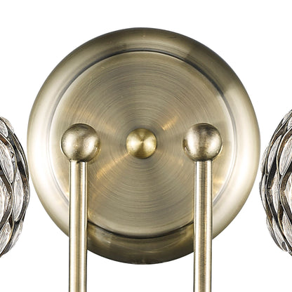 Diyas Chelsie Wall Light 2 Light G9 Antique Brass/Clear Beaded Glass