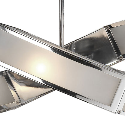 Mantra M0388 Duna E27 Rectangular Pendant 2 Arm 6 Light E27, Polished Chrome/White Acrylic