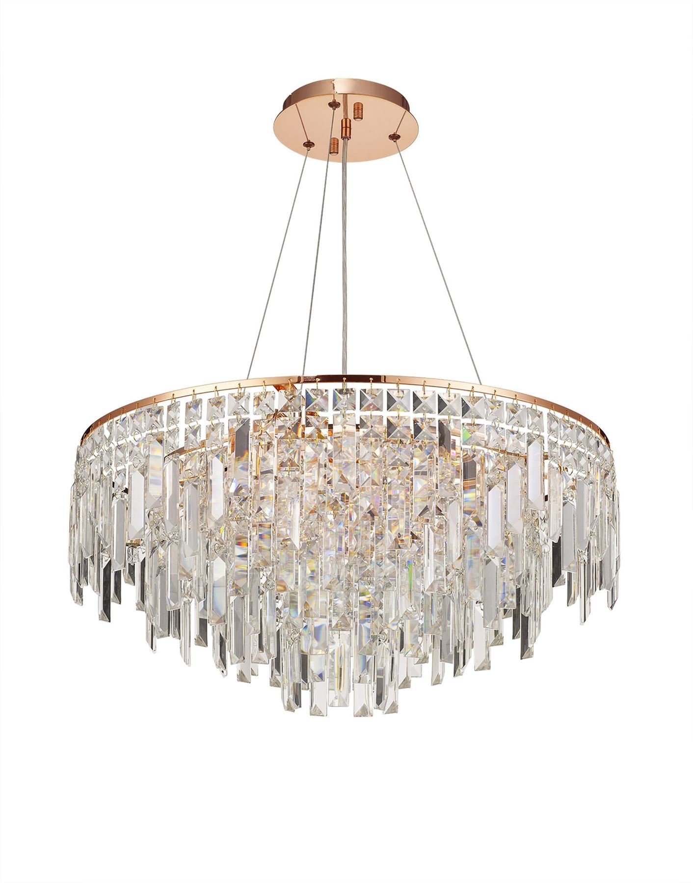 Diyas Maddison 60cm  Round 8 Light G9 Rose Gold/Crystal Ceiling Pendant Light Fitting