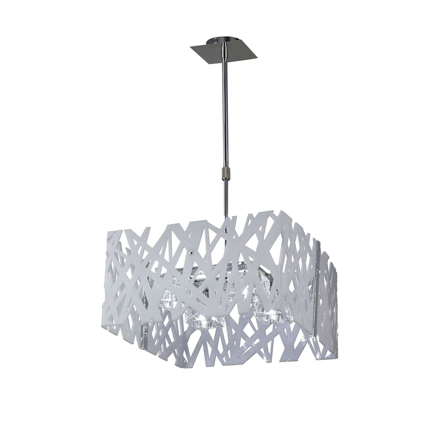 Mantra Tokio Square Telescopic Convertible To Semi Flush 4 Light G9, Gloss White/Polished Chrome