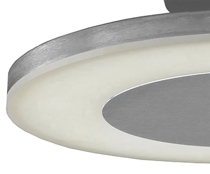 Mantra Hemisferic 36cm Ceiling 1 X 28W LED Round 3000K, 1800lm, Satin Aluminium/Frosted Acrylic, 3yrs Warranty Ceiling