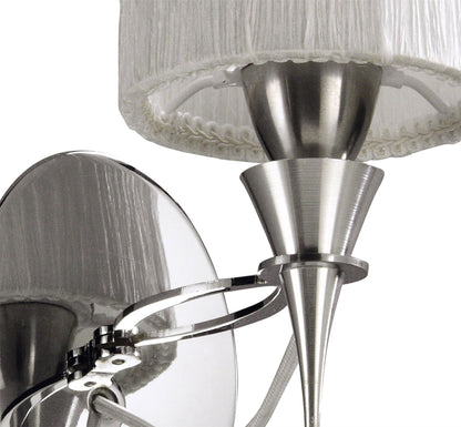 Mantra Lucca Wall Light Switched 1 Light E27, Polished Chrome with White Shade & Clear Crystal