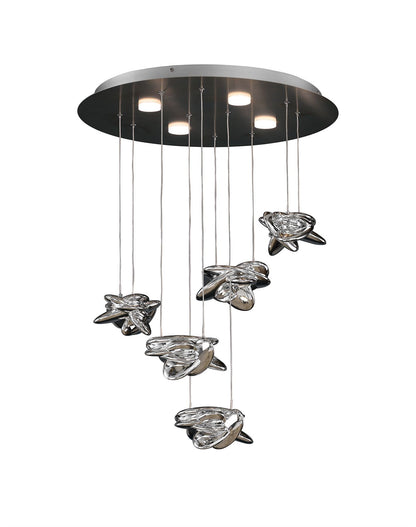 Mantra M5902 Nido Pendant 62cm Round 5 + 4 Lights 30W + 20W LED 3000K, 4000lm, Chrome, 3yrs Warranty