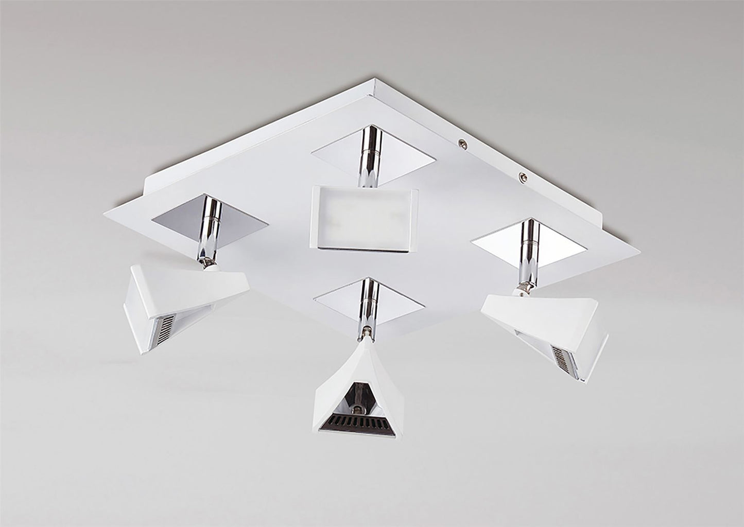 Mantra Fusion Filippo Spot Light 4 Light LED Square 20W 3000K, 1750lm, Matt White/Polished Chrome, 3yrs Warranty