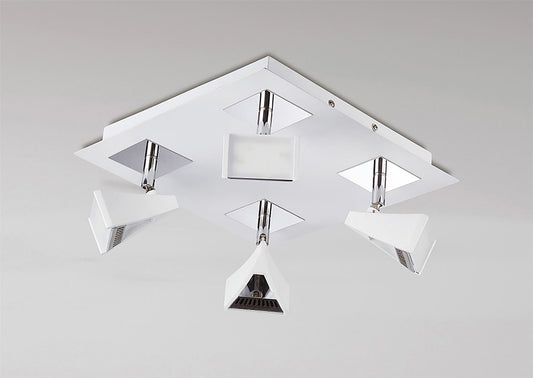 Mantra Fusion Filippo Spot Light 4 Light LED Square 20W 3000K, 1750lm, Matt White/Polished Chrome, 3yrs Warranty