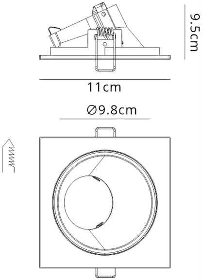 Mantra Fusion Brandon Recessed Downlight Square, 1 x GU10 (Max 12W), Matt White, Cut Out: 98mm, Lampholder Included