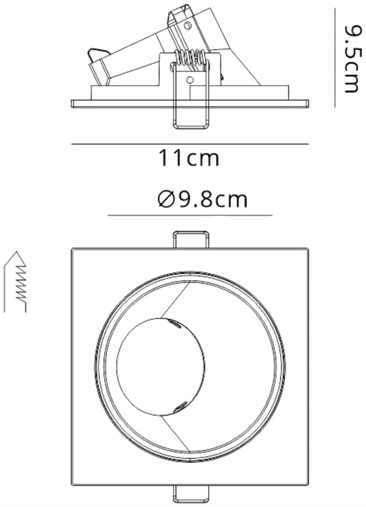 Mantra Fusion Brandon Recessed Downlight Square, 1 x GU10 (Max 12W), Matt White, Cut Out: 98mm, Lampholder Included