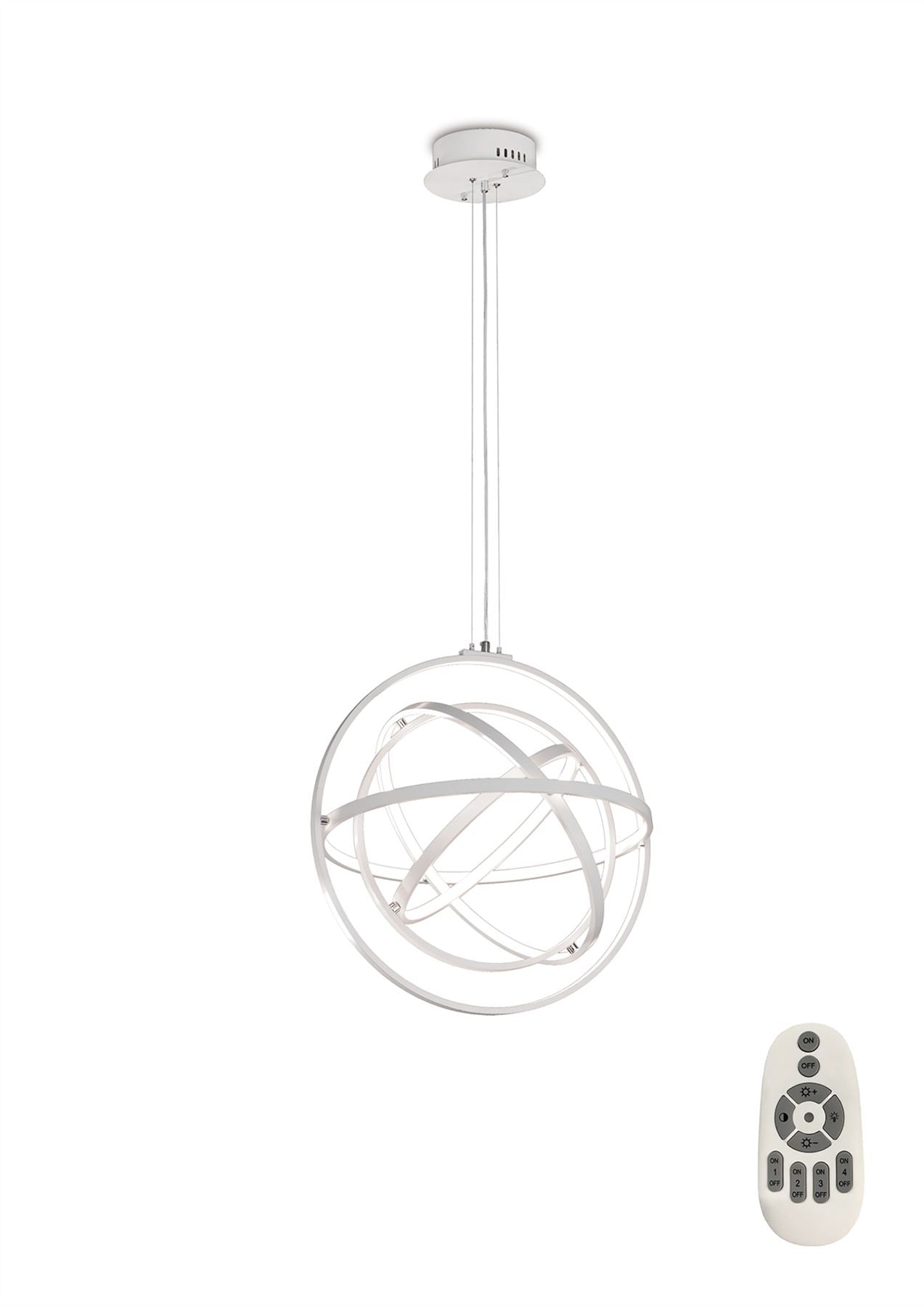 Mantra M5741 Orbital Pendant Round 60cm, 4 Ring, 90W LED 3000K, 3250lm, RF Remote Control White, 3yrs Warranty