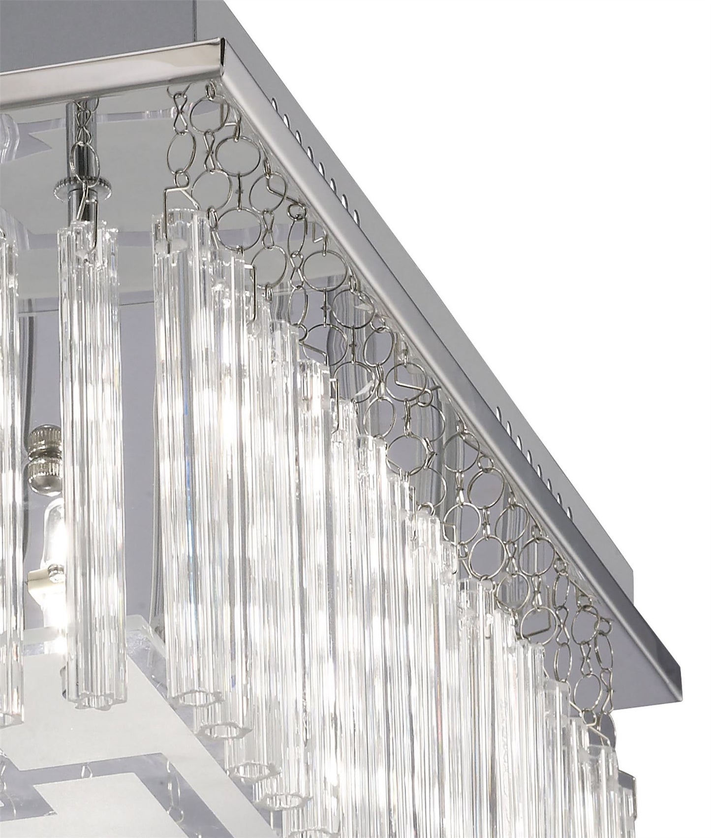 Diyas Capella Square Flush  8 Light G9 Polished Chrome/Glass Ceiling Light Fitting