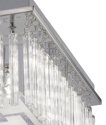 Diyas Capella Square Flush  8 Light G9 Polished Chrome/Glass Ceiling Light Fitting