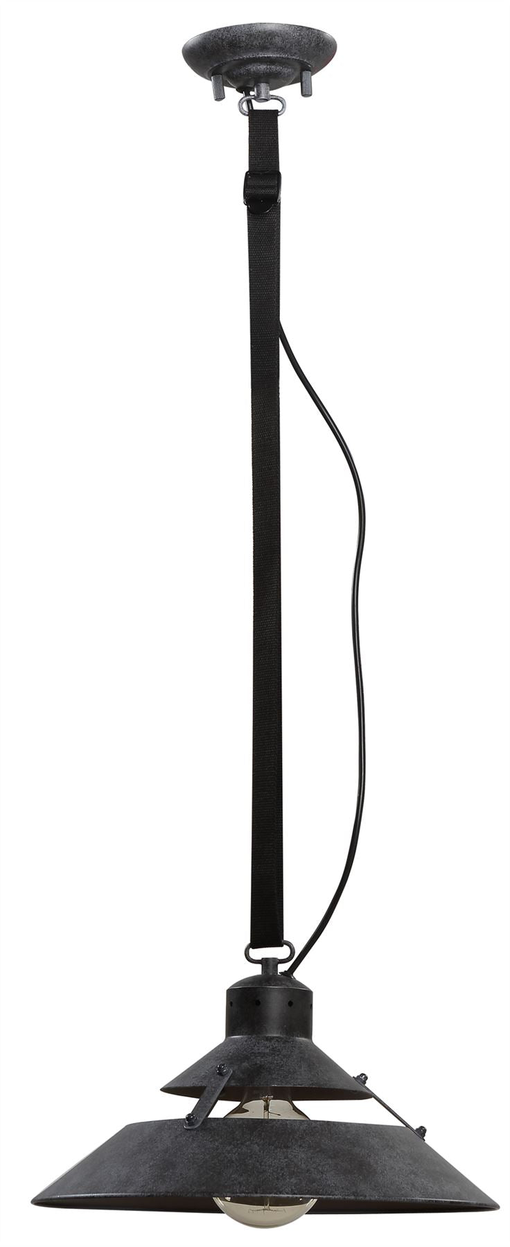 Mantra M5441 Industrial Ceiling 1 Light 40W E27 Medium, Oxide Metal, Black Belt