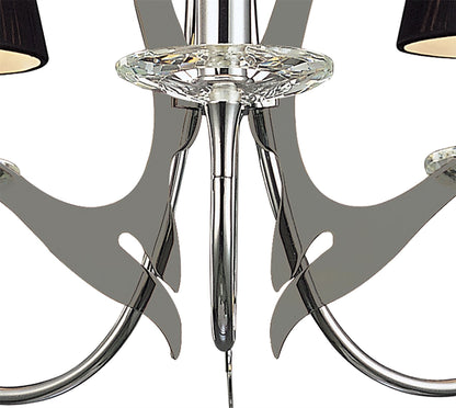 Mantra Acanto 48cm Pendant Round 3 Light E14, Polished Chrome with Black Shades