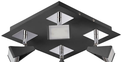 Mantra Fusion Filippo Spot Light 4 Light LED Square 20W 3000K, 1750lm, Matt Black/Polished Chrome, 3yrs Warranty