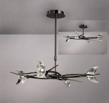 Mantra Eclipse 65cm Telescopic Convertible To Semi Flush 4 Light G9, Black Chrome