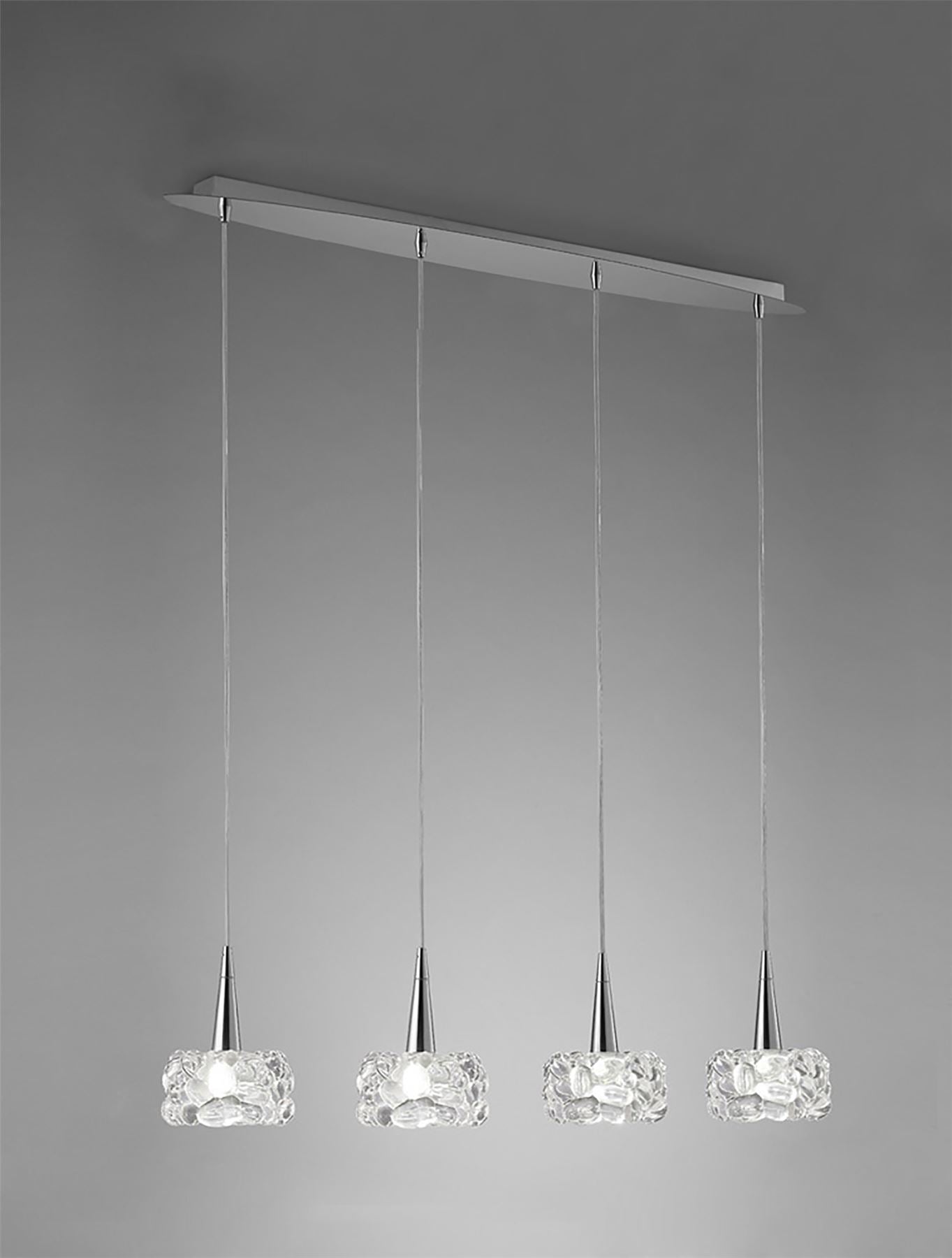 Mantra M3920 O2 Linear Pendant 4 Light G9 Line, Polished Chrome