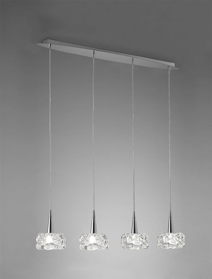 Mantra M3920 O2 Linear Pendant 4 Light G9 Line, Polished Chrome