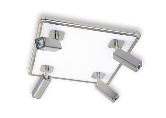 Mantra M5250 Ibiza Ceiling Light 4 Head with Backlit Light 40W LED Square Satin Nickel 4000K, 3000lm,, 3yrs Warranty