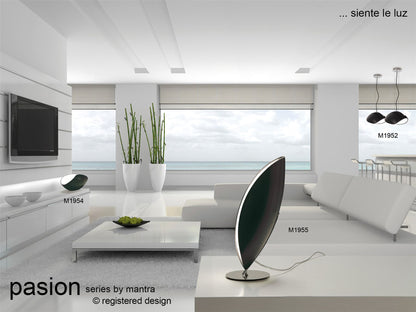 Mantra Pasion Rectangular Pendant 3 Light E27, Gloss Black/White Acrylic/Polished Chrome, CFL Lamps INCLUDED