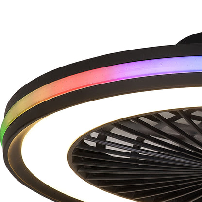 Gamer 53cm 60W LED Dimmable White/RGB Ceiling Light With Built-In 26W DC Reversible Fan, c/w Remote Control, 4200lm, Black