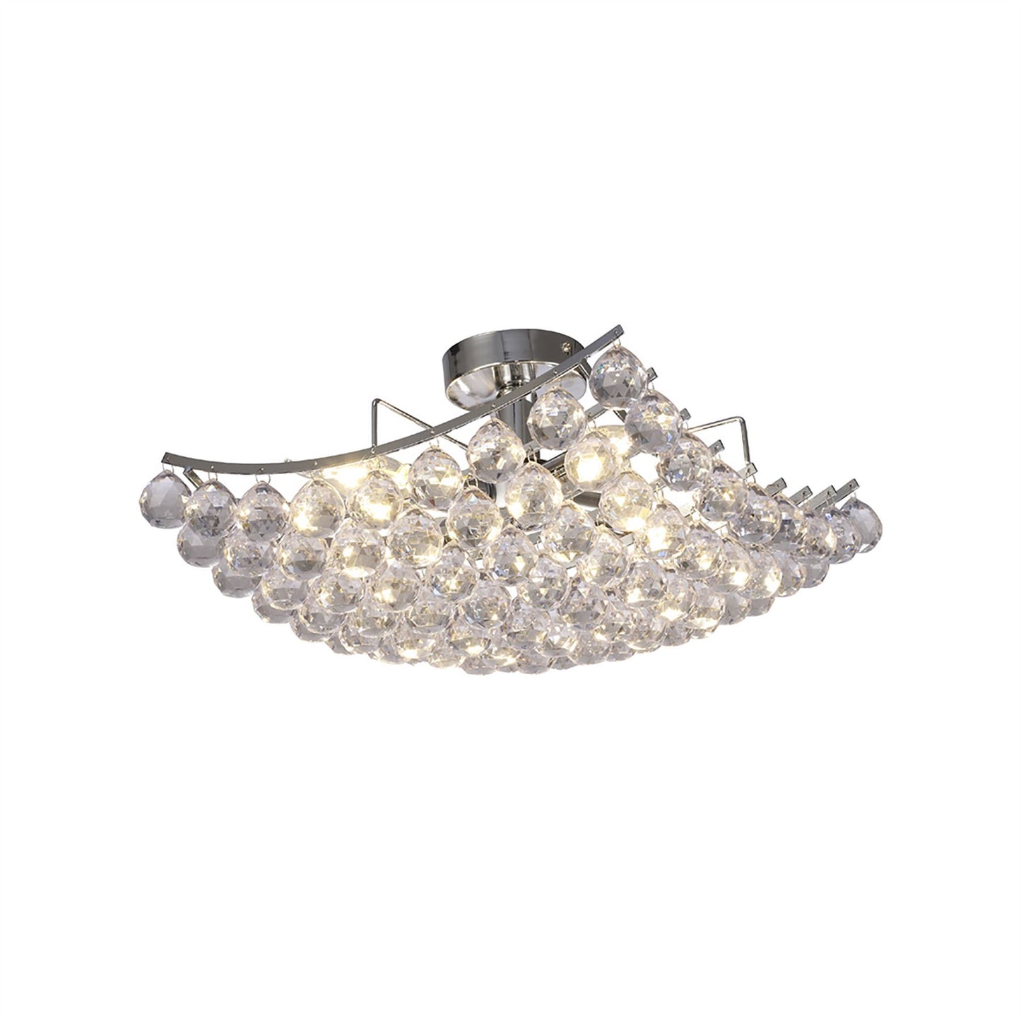 Deco Rayne Flush Square Square Ceiling Lamp with Acrylic Spheres, 4 Light E14 Polished Chrome Finish