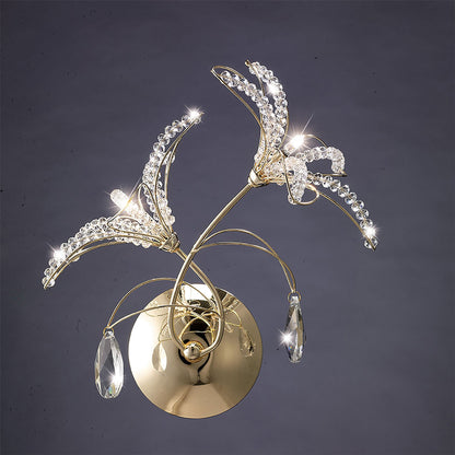Diyas Kenzo Wall Light Switched 2 Light G4 French Gold/Crystal, NOT LED/CFL Compatible