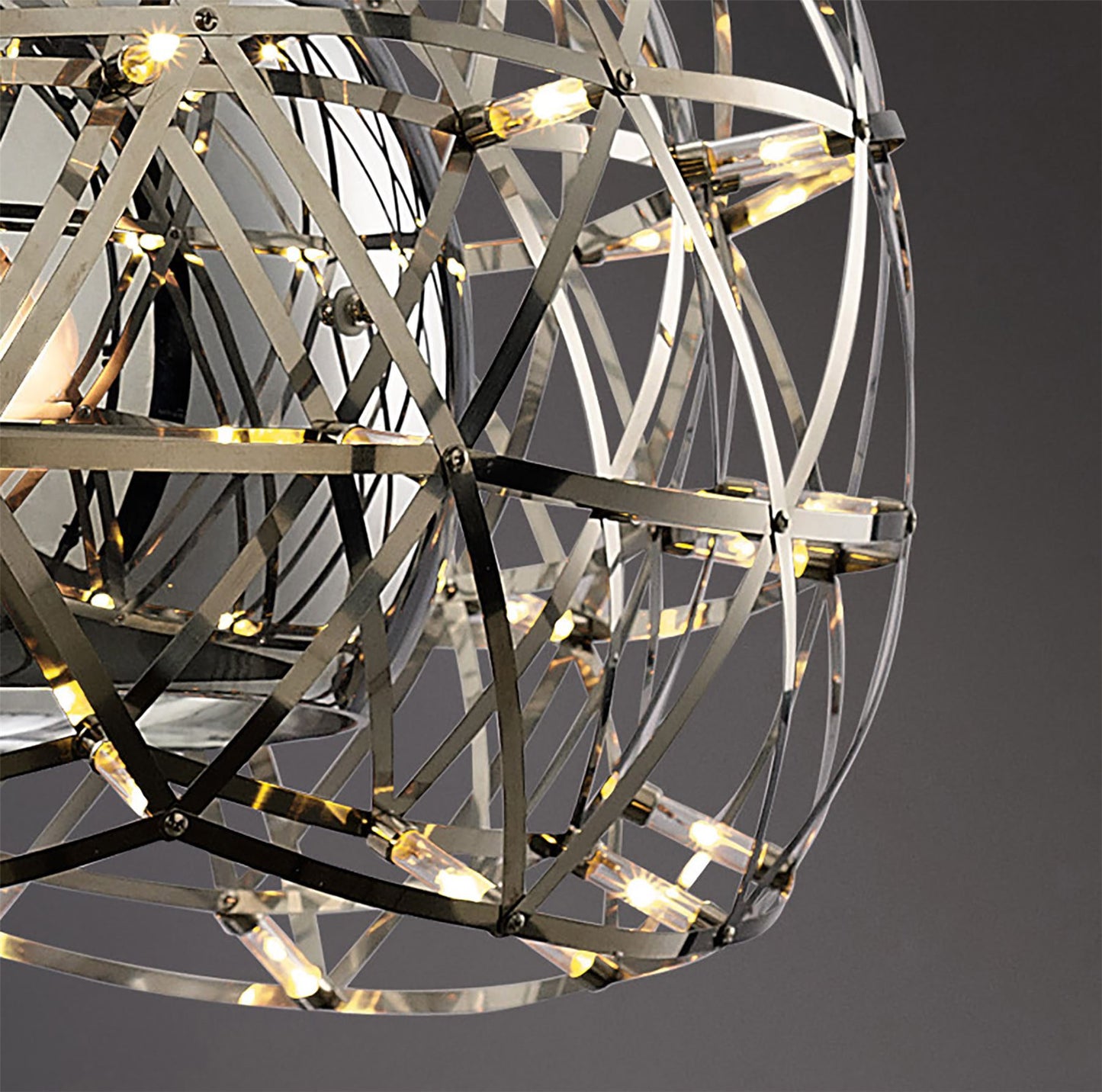 Diyas Atria 55cm  2 Light E27 with LEDs and Remote Control Stainless Steel Ceiling Pendant Light Fitting