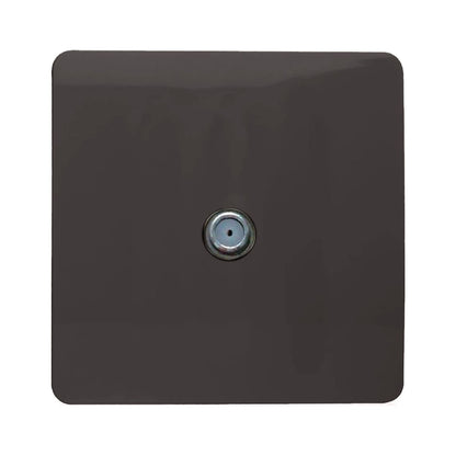 Trendi 1 Gang Artistic Modern Glossy Screwless Television Satellite Socket Dark Brown