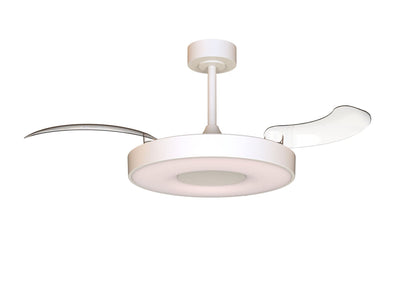 Coin Fan M 49cm 40W LED Dimmable Ceiling With Built-In 30W DC Fan, 3000-5000K Remote, APP, Alexa & Google Voice Control, 6400lm, White