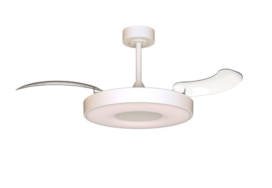 Coin Fan M 49cm 40W LED Dimmable Ceiling With Built-In 30W DC Fan, 3000-5000K Remote, APP, Alexa & Google Voice Control, 6400lm, White
