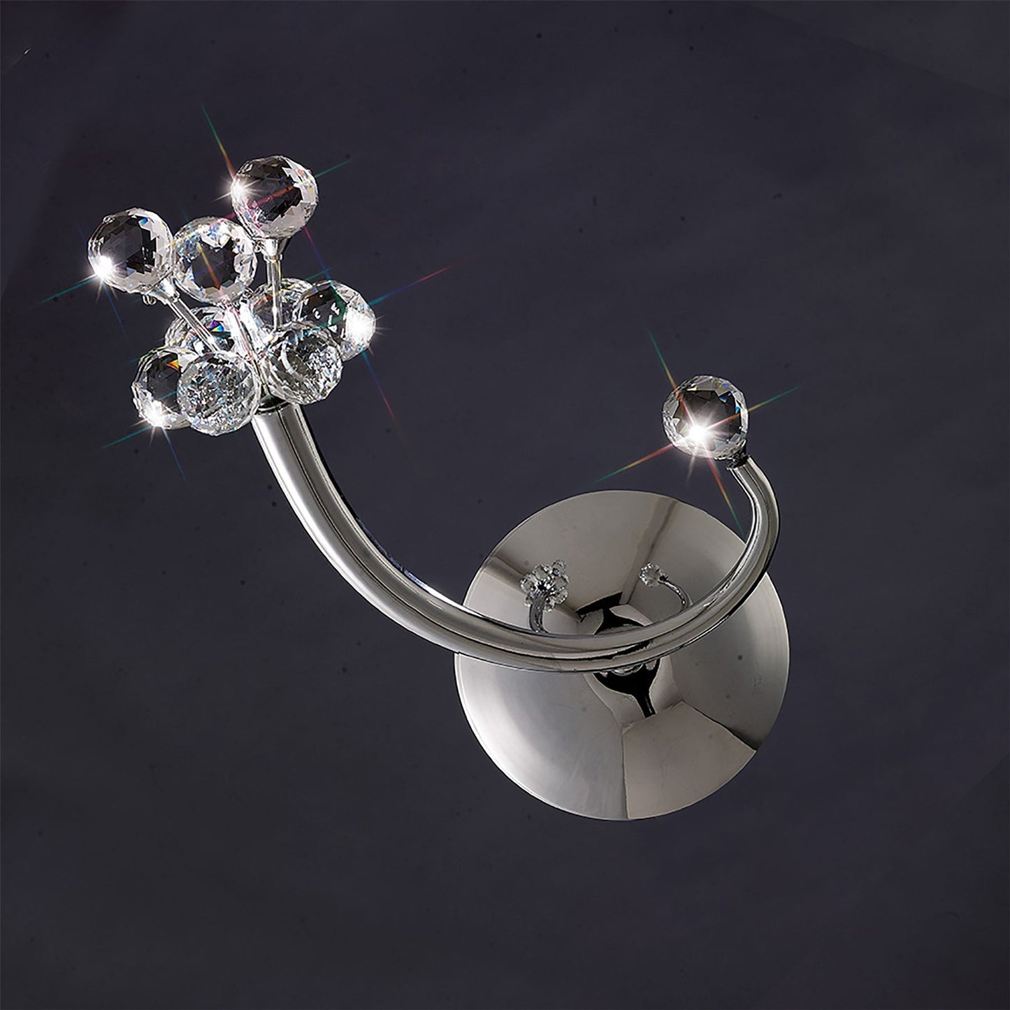 Diyas Octavia Wall Light Switched 1 Light G4 Right Facing Polished Chrome/Crystal, NOT LED/CFL Compatible