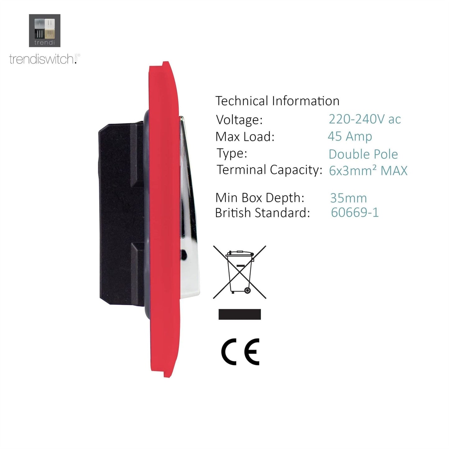 Trendi Artistic Modern Glossy 45 A Tactile Light Switch & Neon Insert Strawberry