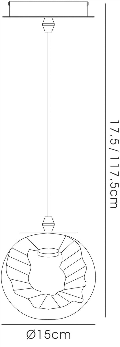 Diyas Salvio 15cm Ceramic Round Sculpture  1 x 3W LED 4200K Chrome/White, 3yrs Warranty Ceiling Pendant Light Fitting