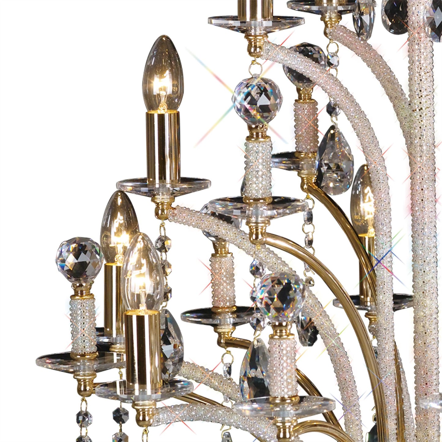 Diyas Orlando 65cm  12 Light E14 French Gold/Crystal, (ITEM REQUIRES CONSTRUCTION/CONNECTION) Ceiling Pendant Light Fitting
