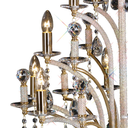 Diyas Orlando 65cm  12 Light E14 French Gold/Crystal, (ITEM REQUIRES CONSTRUCTION/CONNECTION) Ceiling Pendant Light Fitting