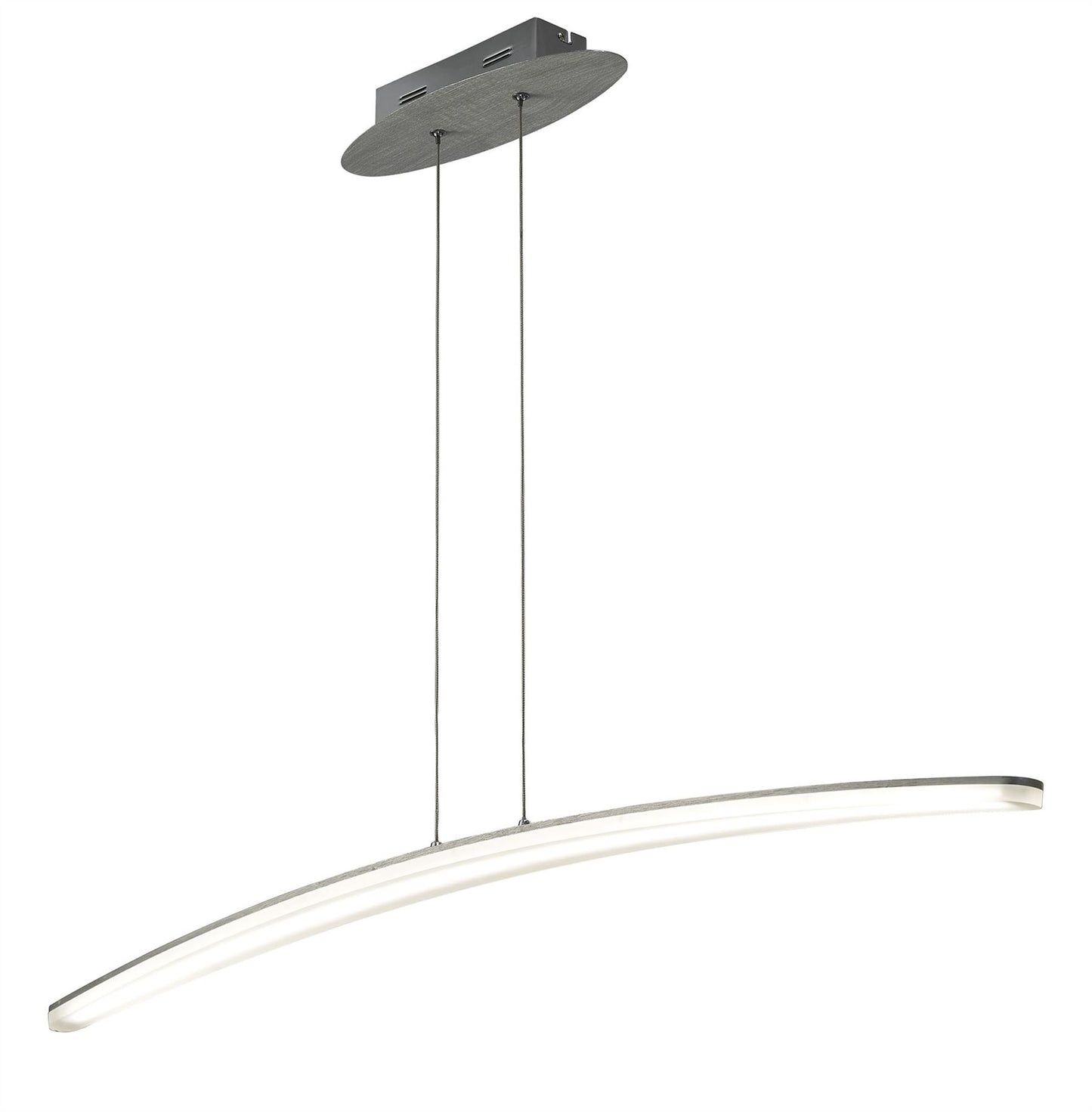 Mantra M4080 Hemisferic Linear Pendant 28W LED 110cm Bar 3000K, 1800lm, Satin Aluminium/Frosted Acrylic, 3yrs Warranty
