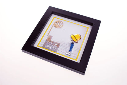 Diyas Home Crystal Wall Art (DH) Bambino Boy, Black Frame Amber, Blue, Clear Crystal Framed
