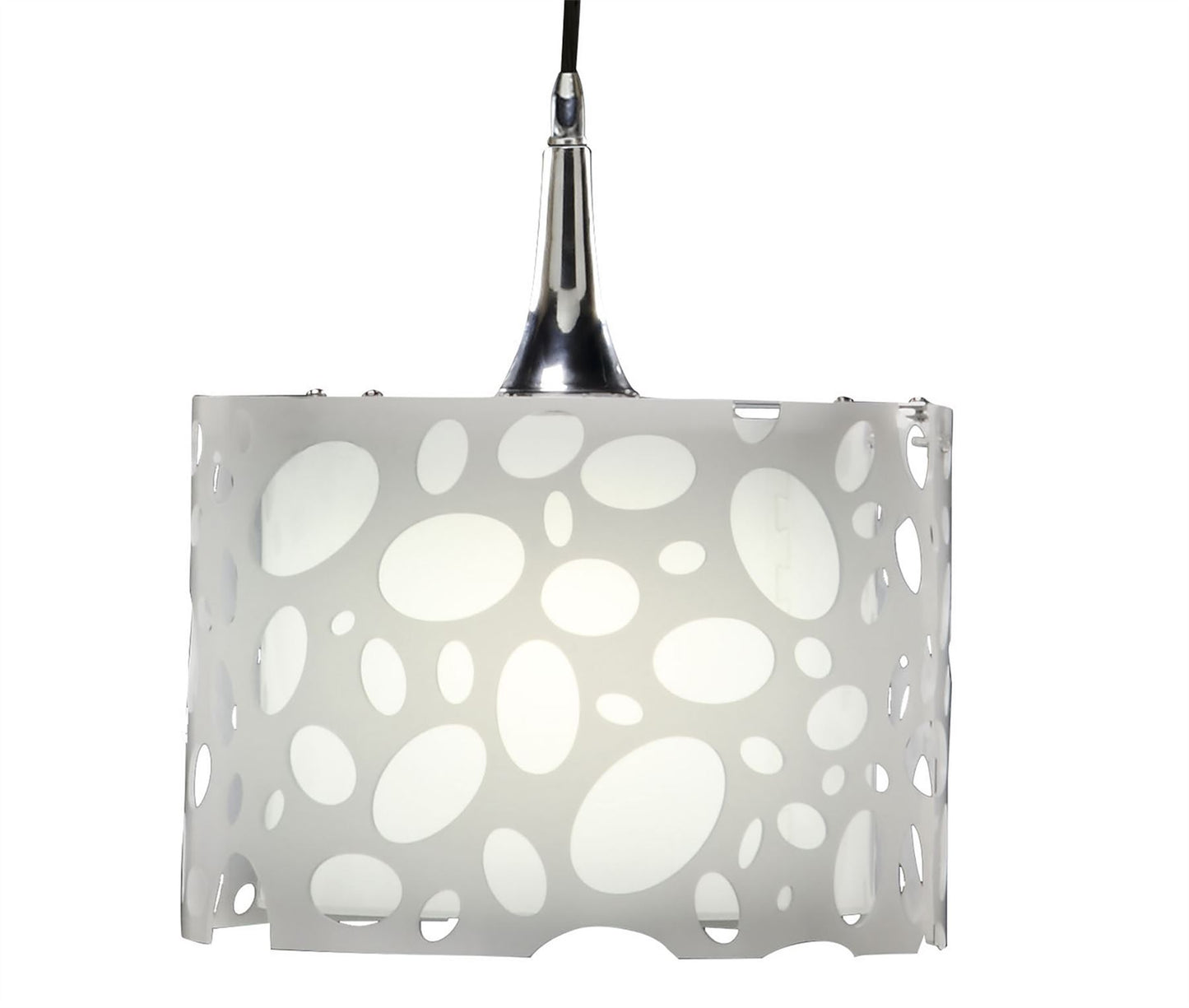 Mantra Lupin 25cm Pendant 1 Light E27, Gloss White/White Acrylic/Polished Chrome, CFL Lamps INCLUDED