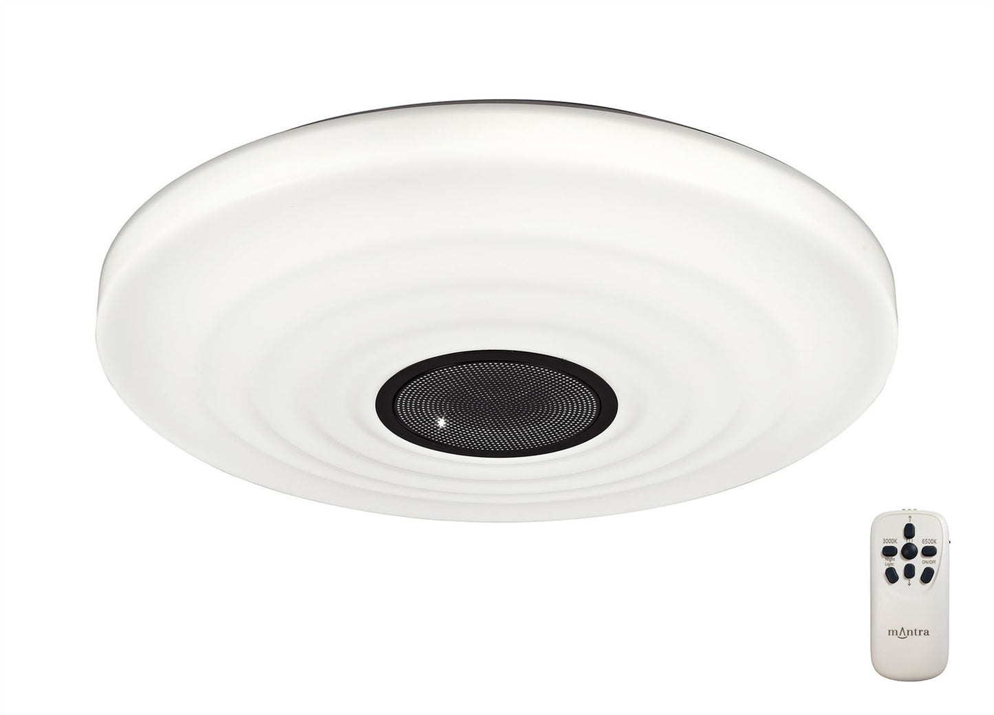 Mantra Fusion Fusion M5878 Ondas 60W LED Tunable White 3000K-6000K 4200lm, Dimmable Flush Ceiling Light with Built In 10W Speaker, Bluetooth Connection/Remote Control