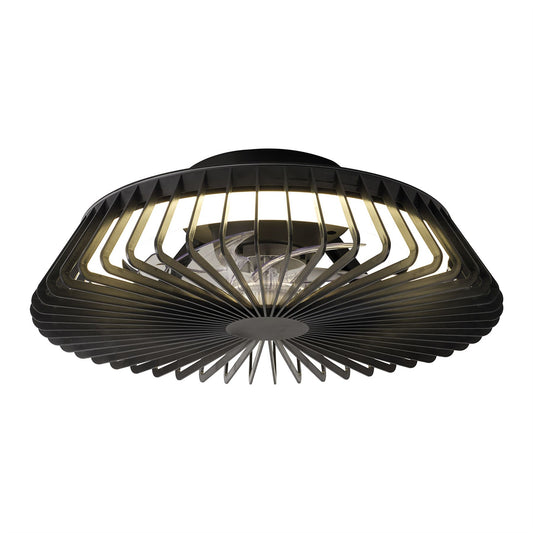 Himalaya Mini 53cm 70W LED Round Ceiling Light With 30W DC Reversible Fan, 2700-5000K Tuneable White, 4900lm, Remote Control, Black, 3yrs Warranty