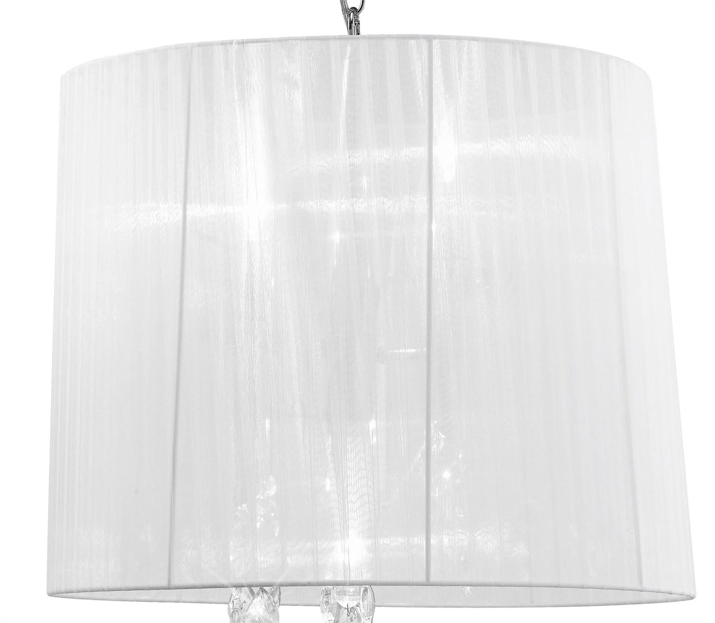 Mantra M3860 Tiffany Pendant 3+3 Light E14+G9, Polished Chrome with White Shade & Clear Crystal