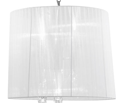 Mantra M3860 Tiffany Pendant 3+3 Light E14+G9, Polished Chrome with White Shade & Clear Crystal