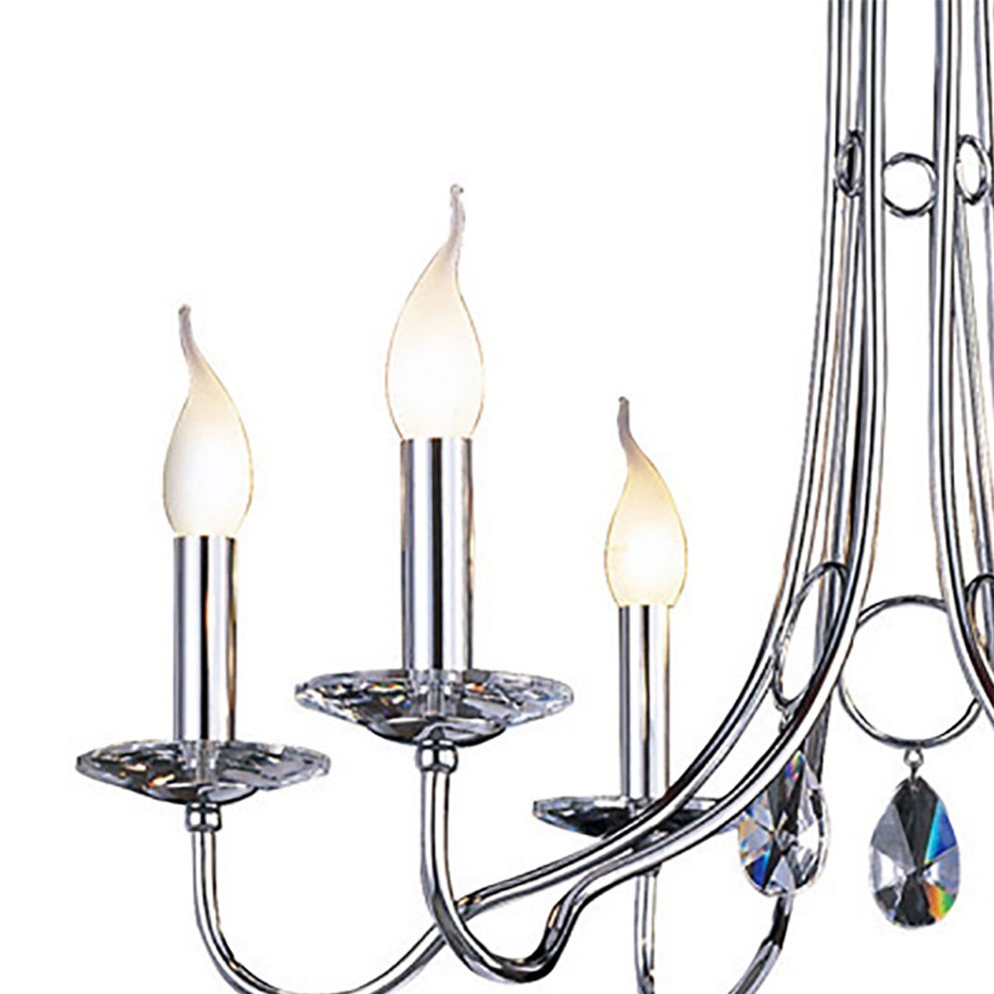 Diyas Danya 67cm  Round 6 Light E14 Polished Chrome/Crystal Ceiling Pendant Light Fitting