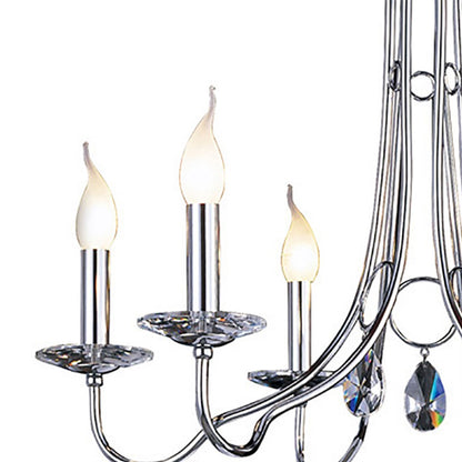 Diyas Danya 67cm  Round 6 Light E14 Polished Chrome/Crystal Ceiling Pendant Light Fitting